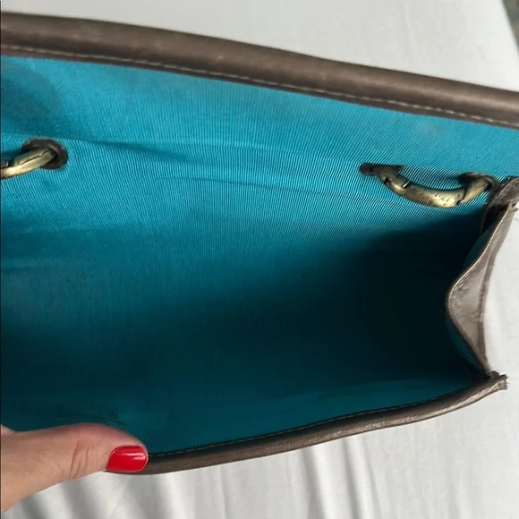 Jalda Sophisticated Tan and Brown Clutch with Woven Texture - Picture 5 of 11